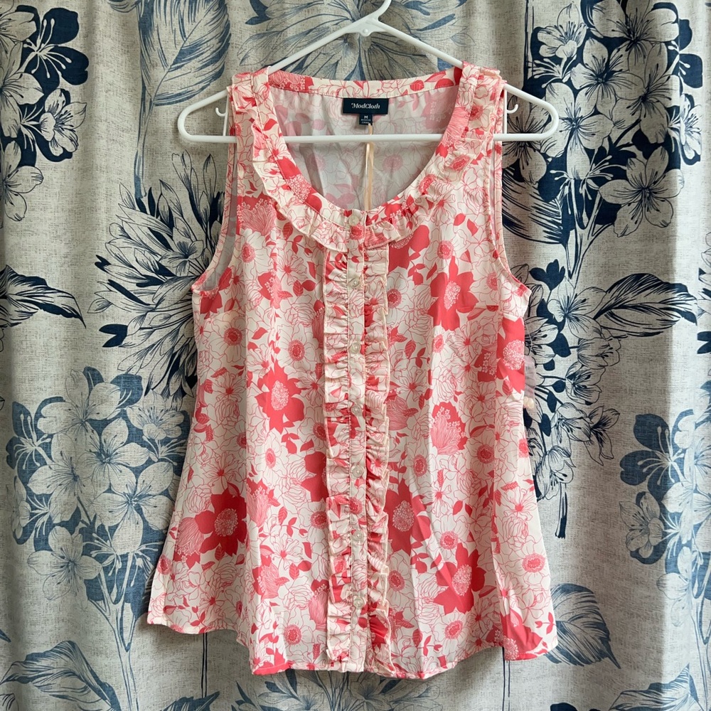 💗 ModCloth Spring Floral Blouse Sz M 🆕